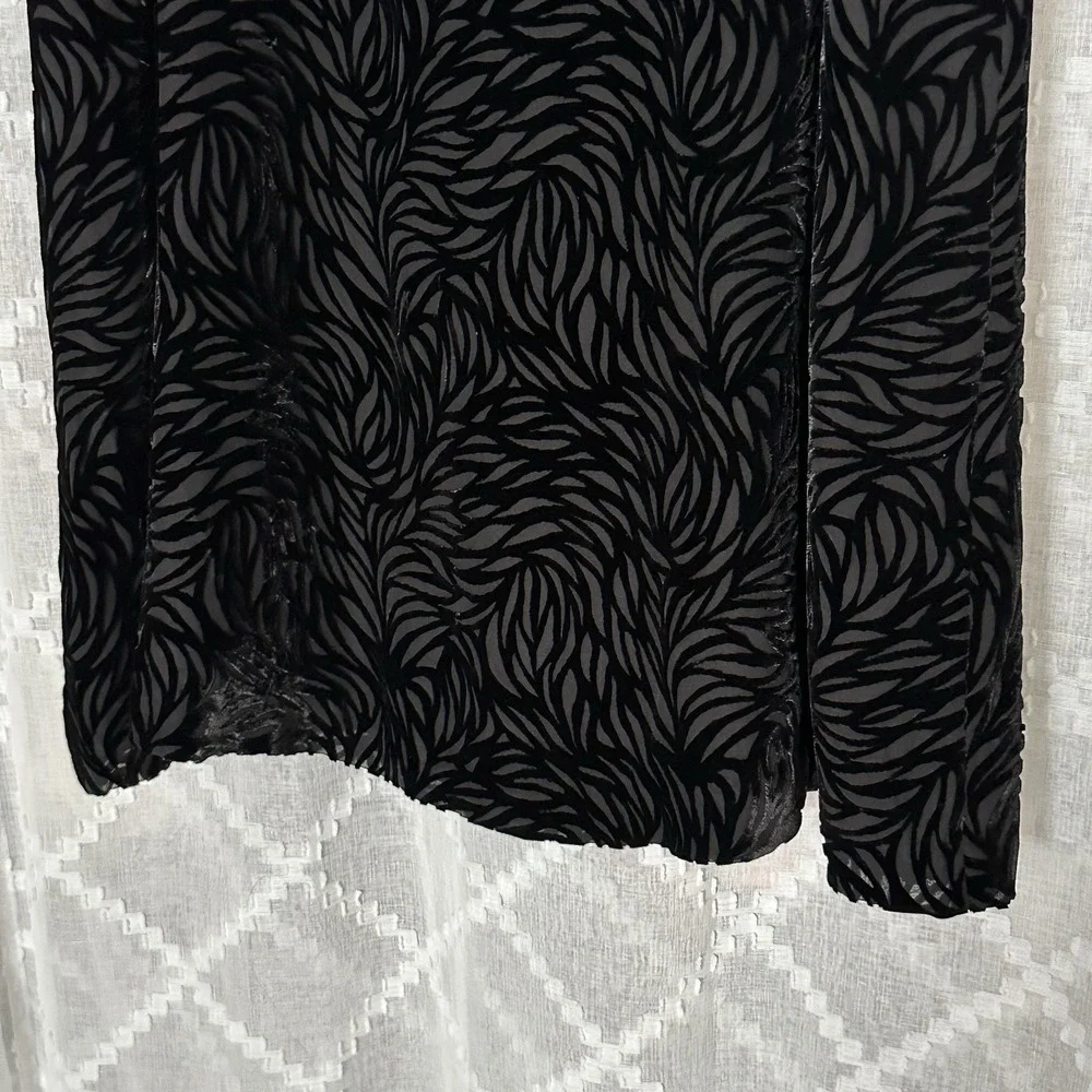 Vintage Rena Rowan Burnout Velvet Black Midi Skirt‎ Sz 16 Dark Floral Whimsigoth